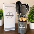 12 Pcs Silicone Cooking Utensils Set with Wooden Handles & Storage Holder – Heat Resistant Non-stick Kitchen Tools