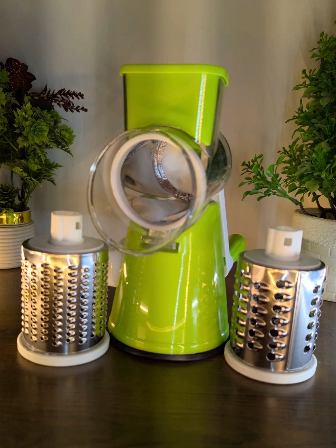 3 in 1 Manual Rotary Cheese & Vegetable Grater with Stainless Steel Drum Blades