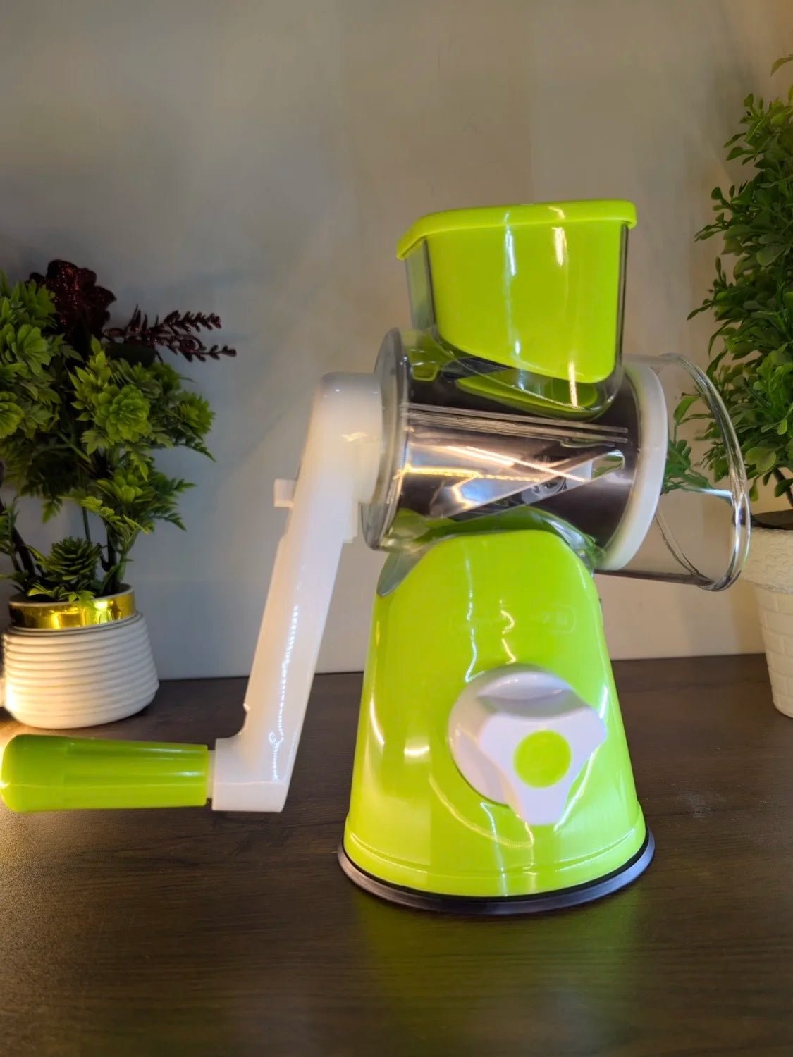 3 in 1 Manual Rotary Cheese & Vegetable Grater with Stainless Steel Drum Blades