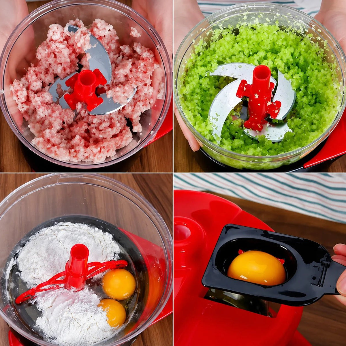 4 in 1 Manual Food Chopper, Salad Maker, Egg Whisker & Vegetable Peeler