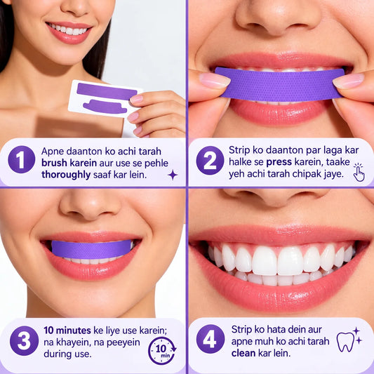 Purple Teeth Whitening Strips | Peroxide-Free Teeth Brightening Strips for a Whiter-Looking Smile
