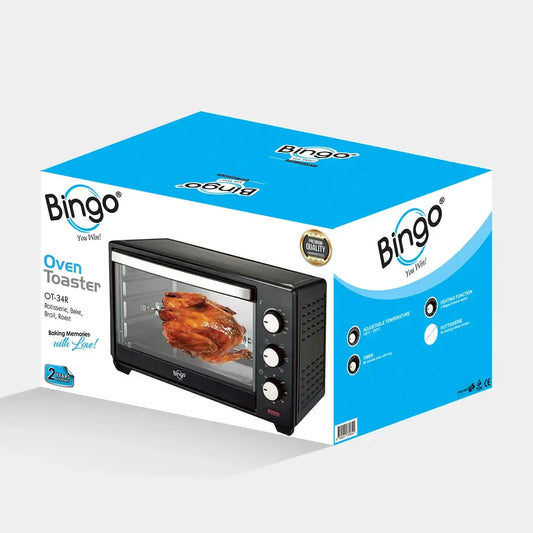 Bingo OT-34R Oven Toaster 1500W | Electric Baking Oven with Rotisserie Function, Grill