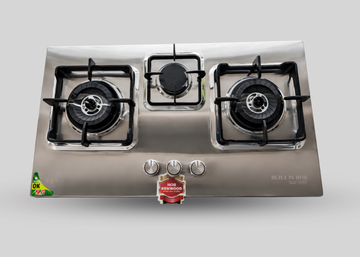 Kitchen Hob Kenwood | 3mm Stainless Steel Matt Body | China Double Burner | Cast Iron Heavy Stand |Metal Knob Set | 1 Year Leakage Warranty