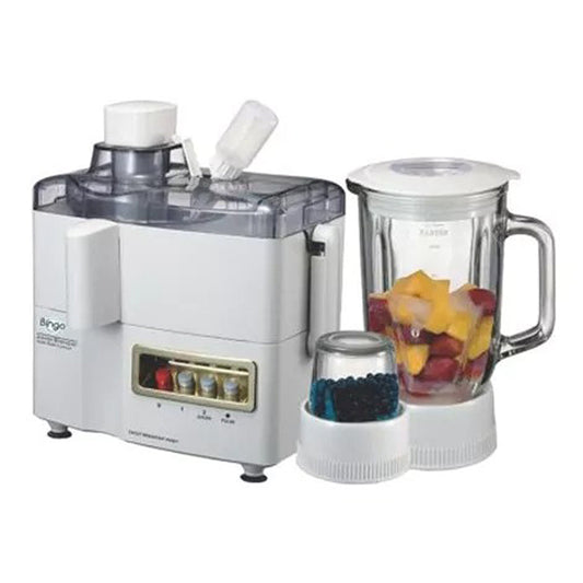 Bingo JBG-1000-BS | Free Delivery Pakistan | 3 in 1 Juicer Blender & Grinder 600W | Stainless Steel Juicer with Glass Jar & Dry Mill | Brand Warranty