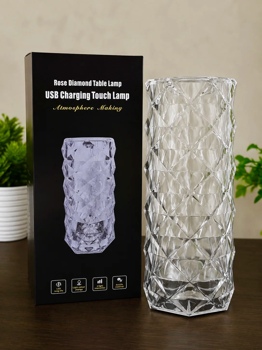 Crystal Diamond LED Lamp with 16 Color RGB Touch & Remote Control Table Lamp
