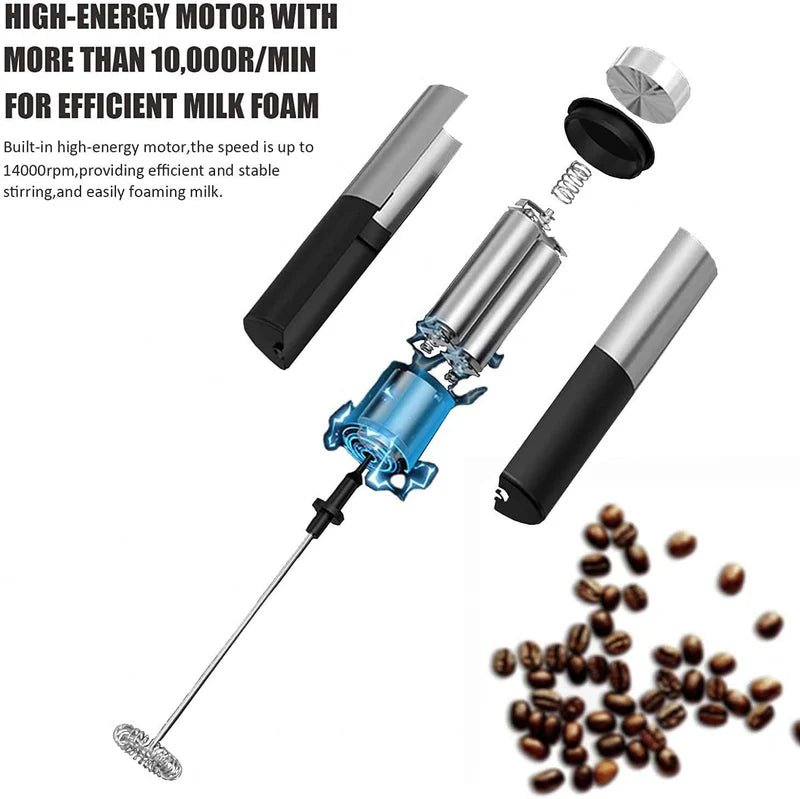Handheld Electric Milk Frother & Coffee Beater | Battery Operated Coffee Whisk with 304 Stainless Steel Whisk