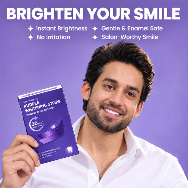 Purple Teeth Whitening Strips | Peroxide-Free Teeth Brightening Strips for a Whiter-Looking Smile
